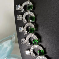 Emerald Green Royale American Diamond Necklace Set