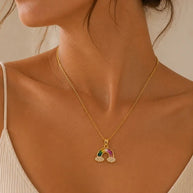 Gold Tone Rainbow Pendant Necklace Multicolor Crystal Look Cloud Fashion Jewelry