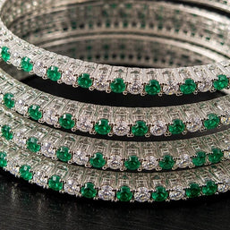 Emerald Green Sparkle Four-Bangle Set