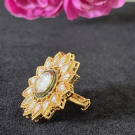 Noor & Co Gold Tone Kundan Statement Ring