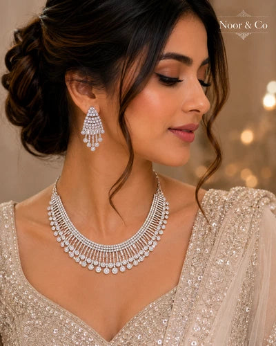 Celestial Diamond Fringe Necklace Set