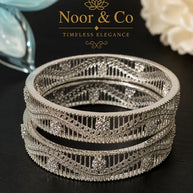 Silver Lattice Crystal Bangles