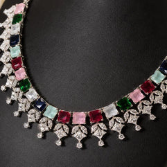 Rainbow Radiance American Diamond Necklace Set