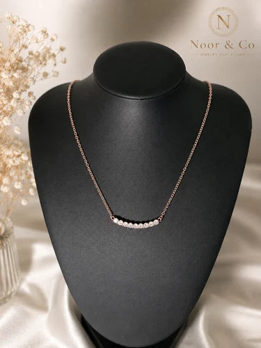 Rose Gold Sparkle Bar Necklace