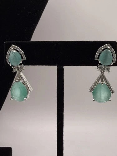 Elegant Mint Green & Silver Jewelry Set
