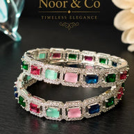 Noor & Co Multicolor Crystal Bangle Set