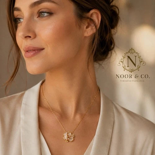 Ivory Bloom Gold Floral Pendant Necklace