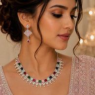 Rainbow Radiance American Diamond Necklace Set