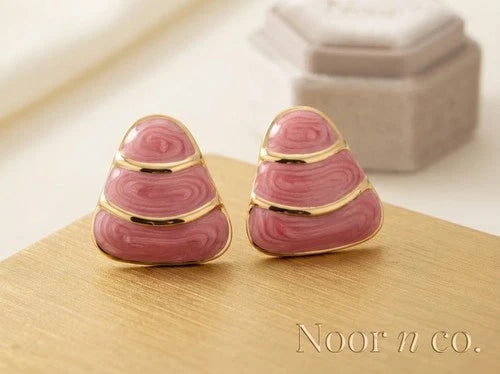Statement Stud Earrings Gold Tone Geometric Layered Fashion Jewelry