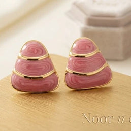 Statement Stud Earrings Gold Tone Geometric Layered Fashion Jewelry