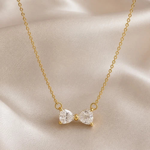 Crystal Bow Dainty Necklace