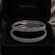 Silver Tone CZ Bangle Set Size 2.10 Indian Pakistani Bridal Party Jewelry